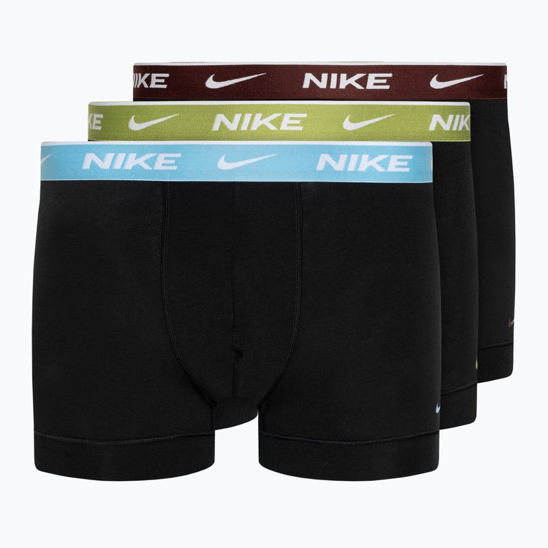 Мъжки боксерки Nike Everyday Cotton Stretch Trunk 3 чифта черно/първак/аквариус/кораво отборно червено