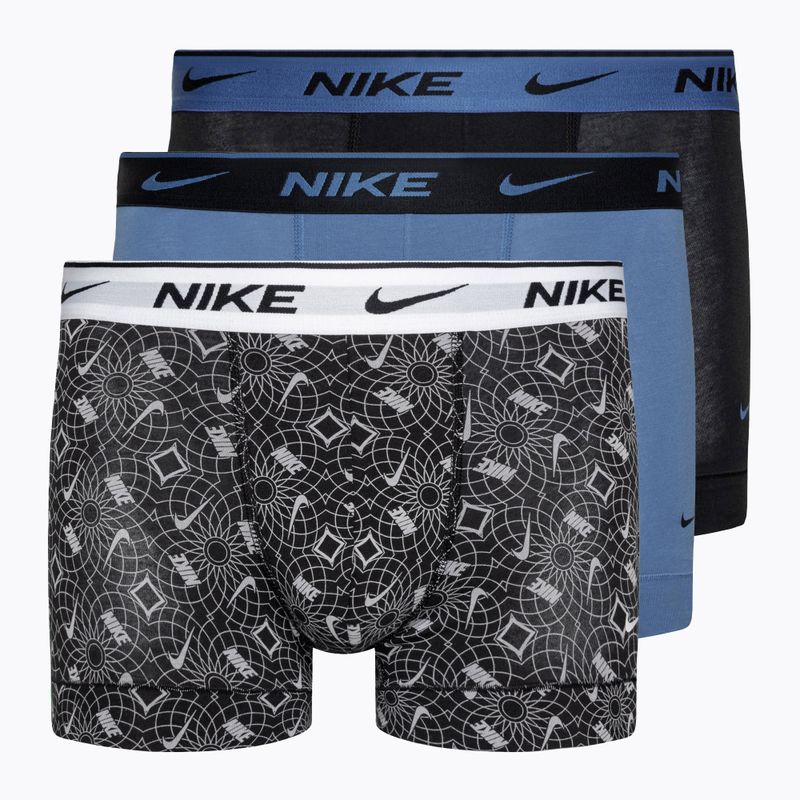 Мъжки боксерки Nike Everyday Cotton Stretch Trunk 3 чифта черни/сини/сиви