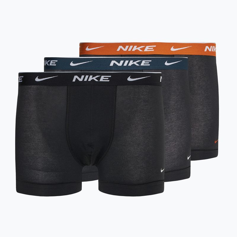 Мъжки боксерки Nike Everyday Cotton Stretch Trunk 3 чифта черно/черна армия/черно