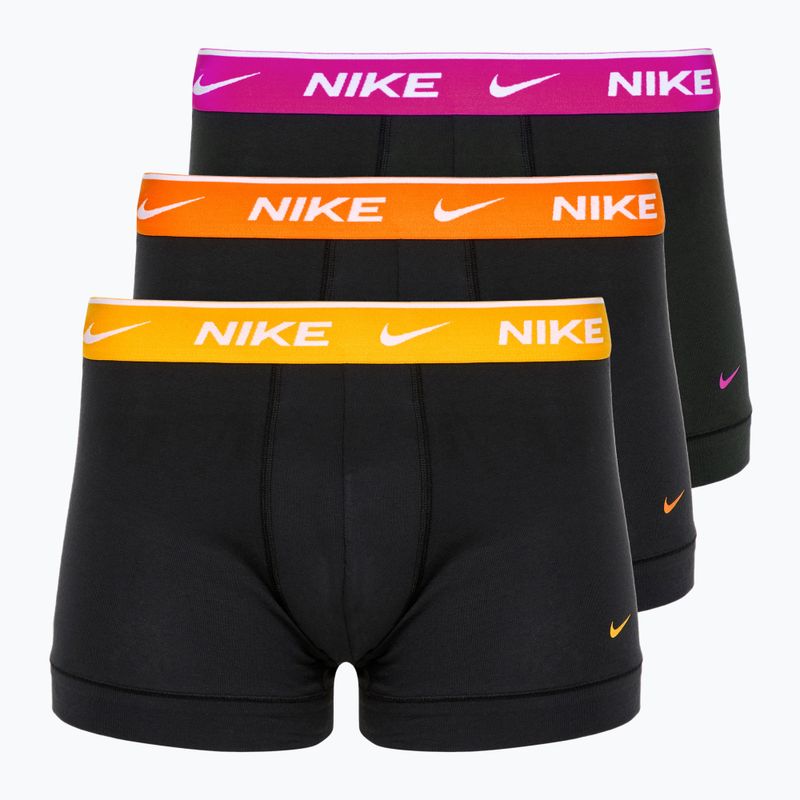 Мъжки боксерки Nike Everyday Cotton Stretch Trunk 3 чифта черно/златно/хипер малиново