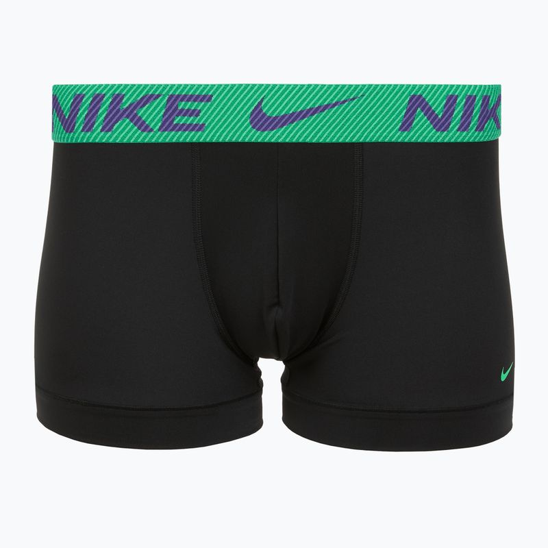 Мъжки боксерки Nike Dri-Fit Essential Micro Trunk 3 чифта black green shock/wild violet/black text wb 2
