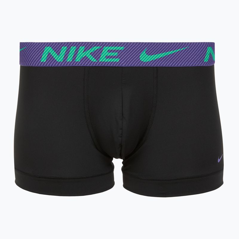 Мъжки боксерки Nike Dri-Fit Essential Micro Trunk 3 чифта black green shock/wild violet/black text wb 3