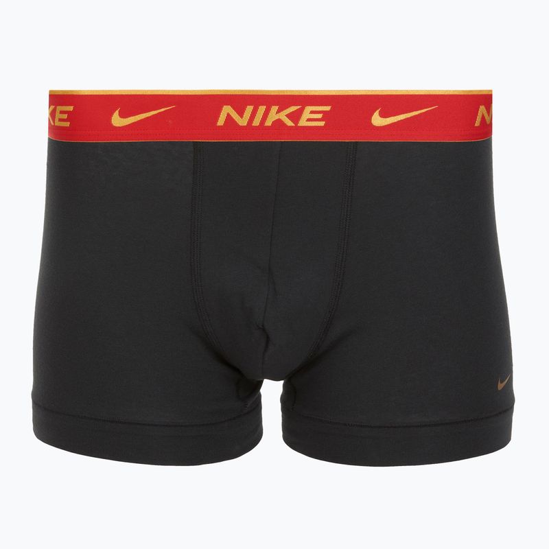 Мъжки боксерки Nike Everyday Cotton Stretch Trunk 3 чифта червено/ университетско червено/ пшенично златно/ черно висок блясък wb 3
