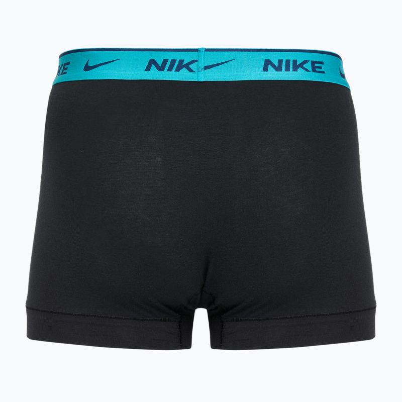 Мъжки боксерки Nike Everyday Cotton Stretch Trunk 3 чифта черно светло амирово синьо/прашен кактус/черен колан 2