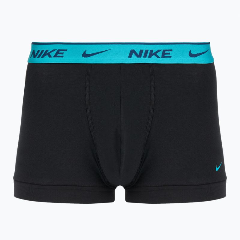 Мъжки боксерки Nike Everyday Cotton Stretch Trunk 3 чифта черно светло амирово синьо/прашен кактус/черен колан 4