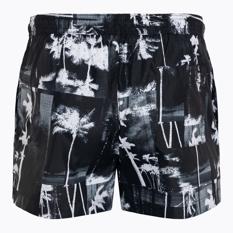 Мъжки къси бански Calvin Klein Short Drawstring-Print palm черни къси панталони 2