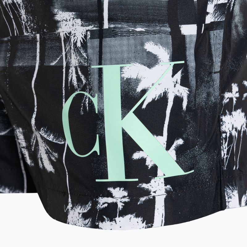 Мъжки къси бански Calvin Klein Short Drawstring-Print palm черни къси панталони 3