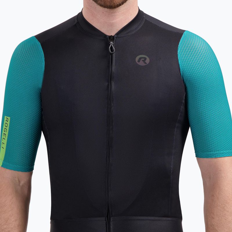 Мъжка тениска за колоездене Rogelli Fast black/teal/green 3