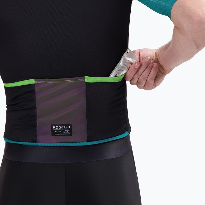 Мъжка тениска за колоездене Rogelli Fast black/teal/green 5