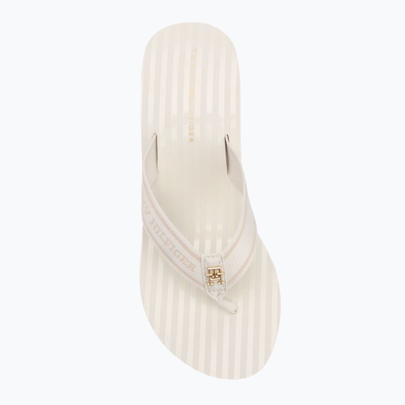 Дамски джапанки Tommy Hilfiger Stripes Wedge Beach Sandal ivory 5