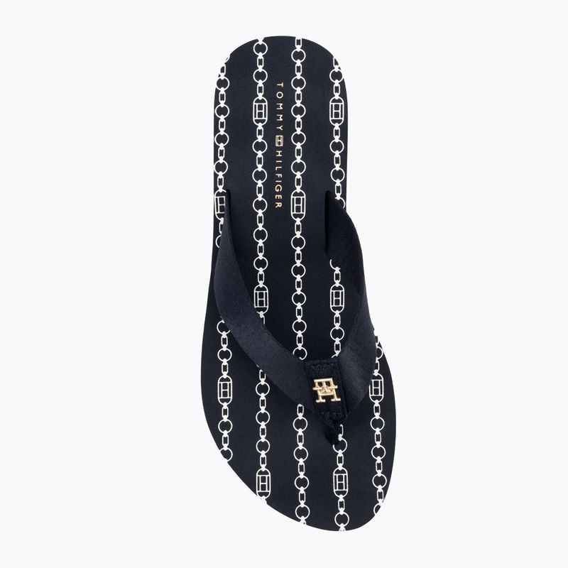 Дамски джапанки Tommy Hilfiger Im Th Chainprint Midwedge Sandal space blue 5