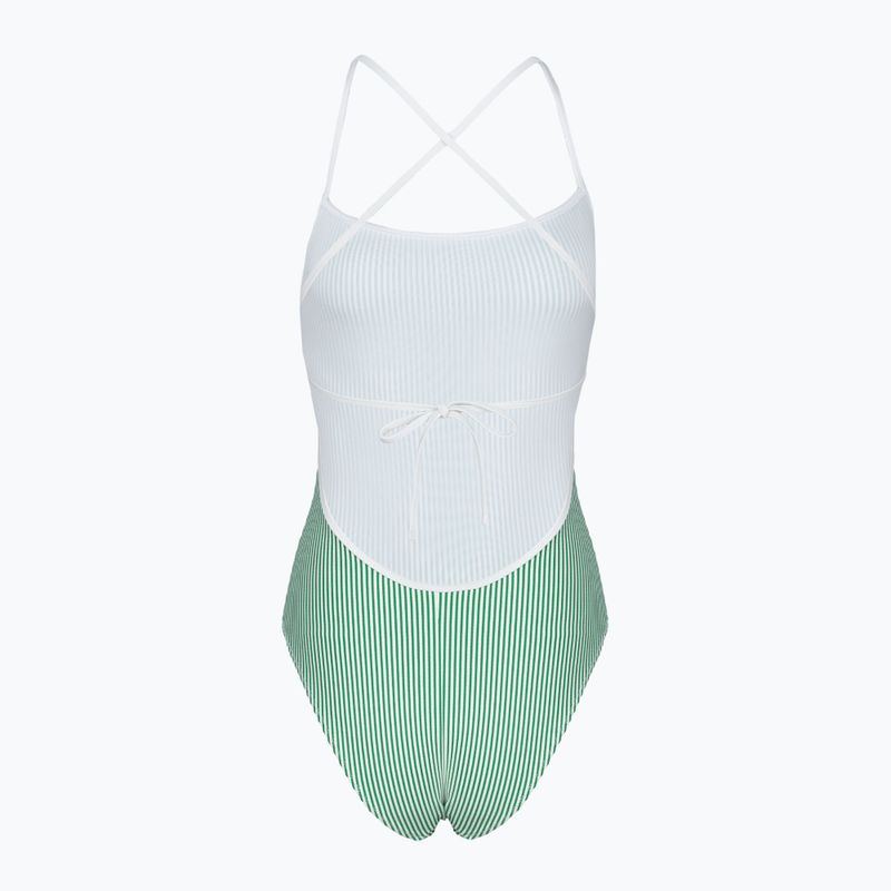 Дамски бански костюм Tommy Hilfiger Straight One Piece seersucker лъчисто зелено/бяло 2