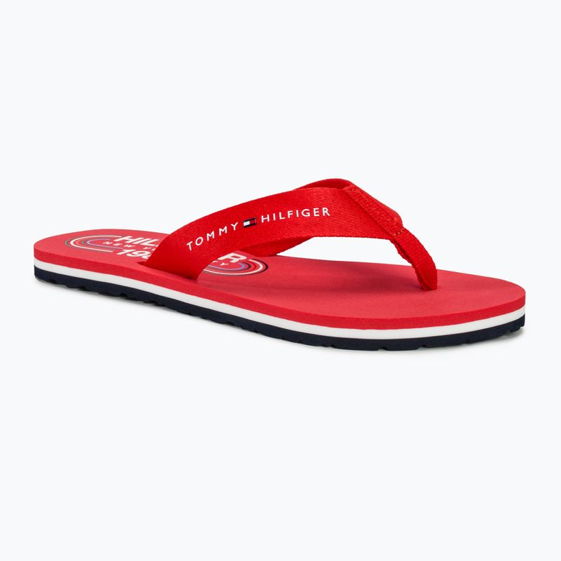 Дамски джапанки Tommy Hilfiger Global Stripes Flat Beach Sandal fierce red