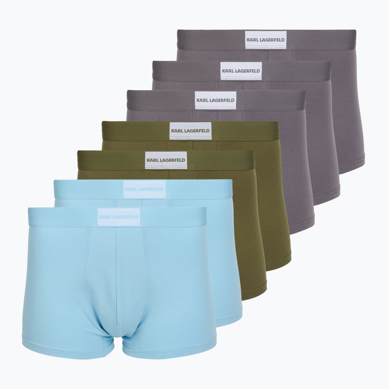 Мъжки боксерки KARL LAGERFELD Essential Logo Trunk 7 чифта olive/clear sky/excalibur