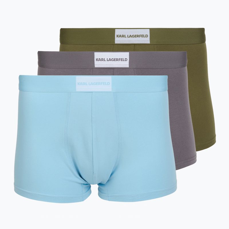 Мъжки боксерки KARL LAGERFELD Essential Logo Trunk 3 чифта olive/clear sky/excalibur