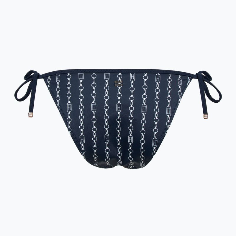 Tommy Hilfiger Cheeky String Бански костюм Долна част със странична връзка Печат на флаг верижка dark night navy 2