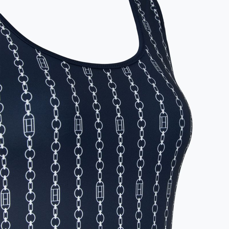 Tommy Hilfiger дамски едноцветен бански One Piece Print (Ext) flag chain dark night navy 3