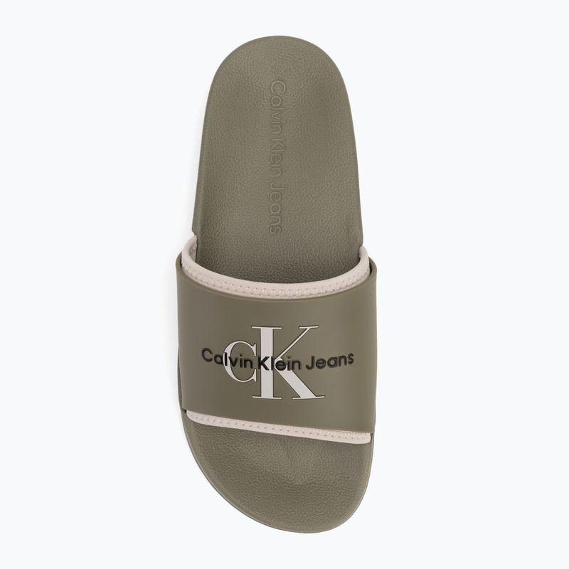 Мъжки джапанки Calvin Klein YM0YM00361 Slide Rubber Neoprene Monologo mermaid/eggshell 5