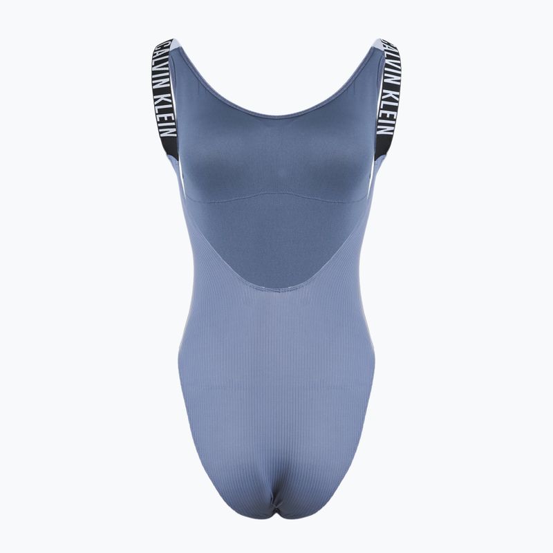 Дамски бански костюм от една част Calvin Klein KW0KW02754 Intense Power Rib Scoop Back One Piece-RP grisaille 2