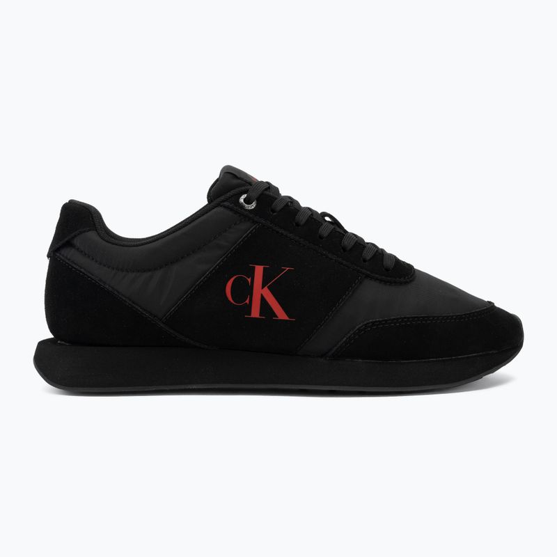 Мъжки обувки Calvin Klein HM0HM02212 Retro Runner Bans Leather Suede triple black/adrenaline rush 2