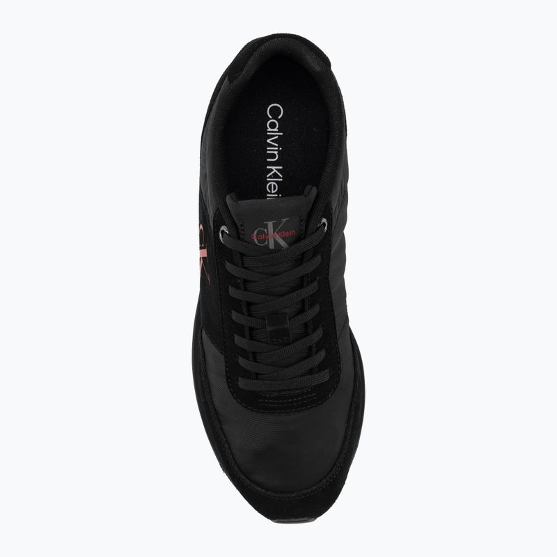 Мъжки обувки Calvin Klein HM0HM02212 Retro Runner Bans Leather Suede triple black/adrenaline rush 5