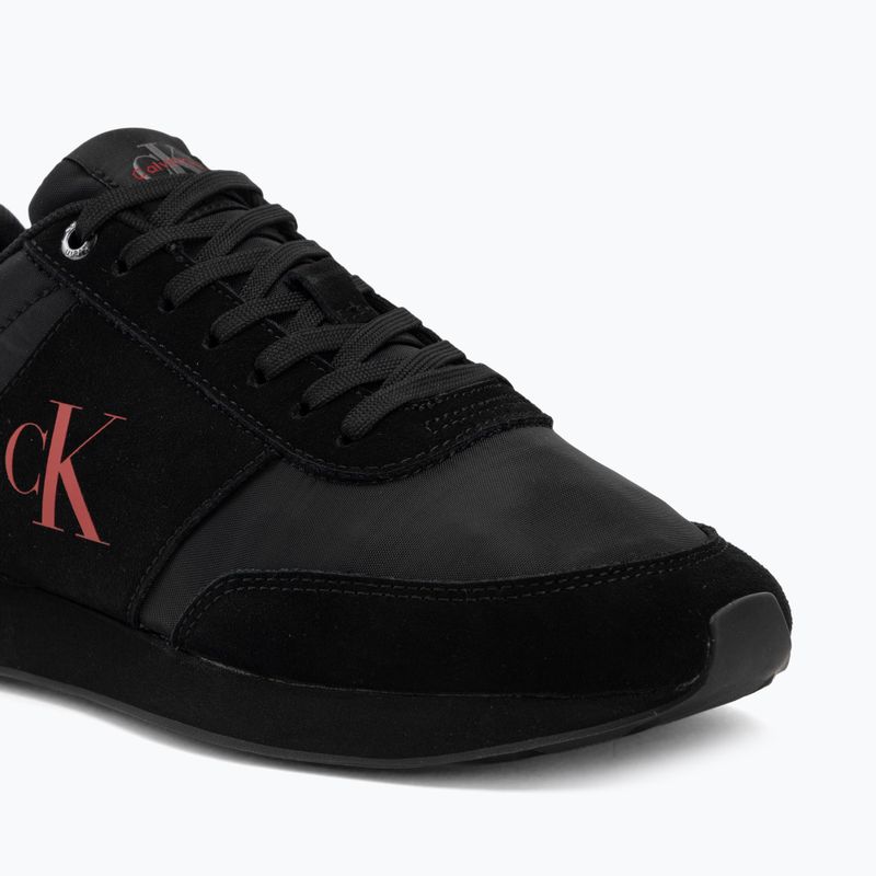 Мъжки обувки Calvin Klein HM0HM02212 Retro Runner Bans Leather Suede triple black/adrenaline rush 7