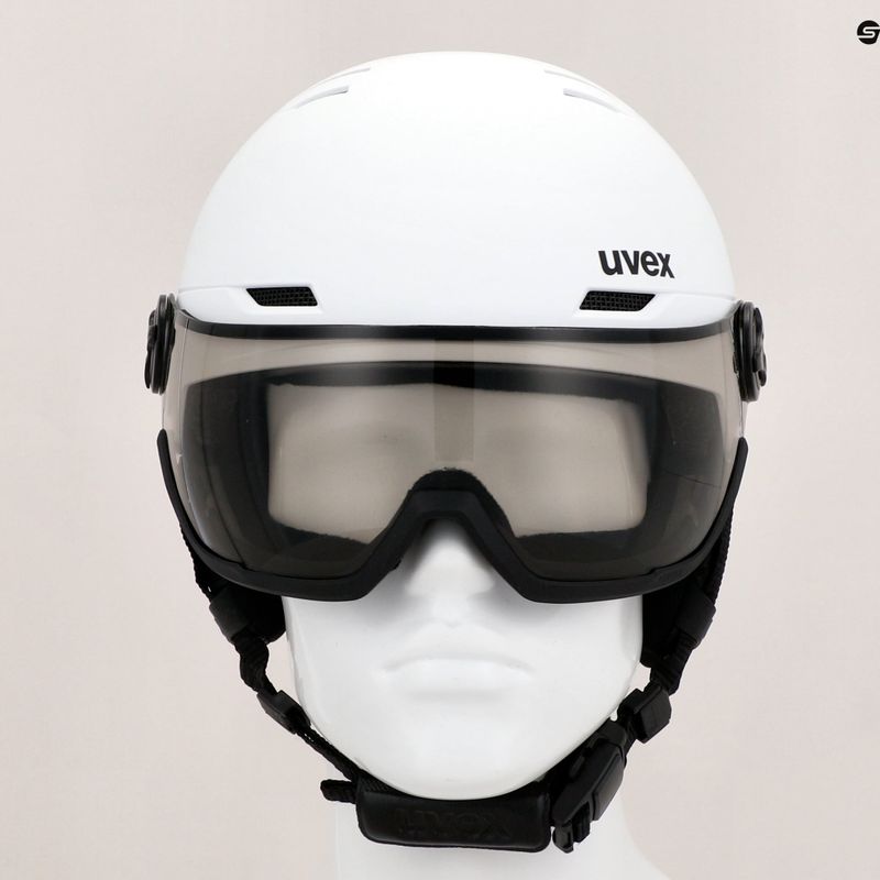 Ски каска UVEX Wanted Visor Pro V white matt/variomatc smoke 12