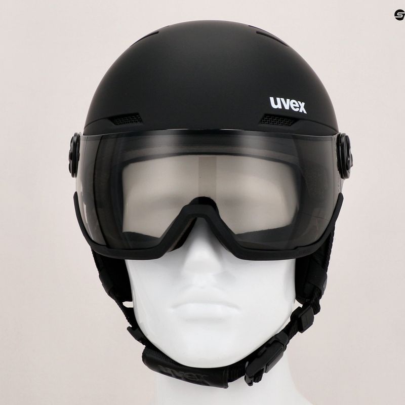 Ски каска UVEX Wanted Visor Pro V black matt/variomatc smoke 12