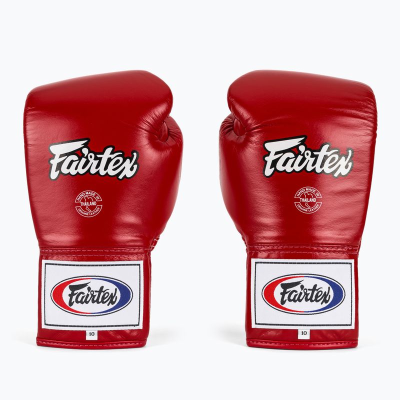 Fairtex Pro Competition Боксови ръкавици със заключен палец Кожа червена 2