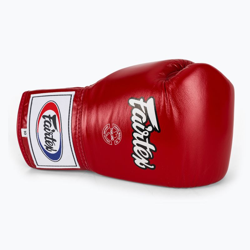 Fairtex Pro Competition Боксови ръкавици със заключен палец Кожа червена 5
