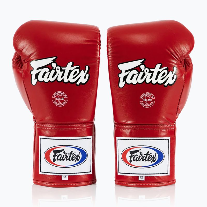 Fairtex Pro Competition Боксови ръкавици със заключен палец Кожа червена