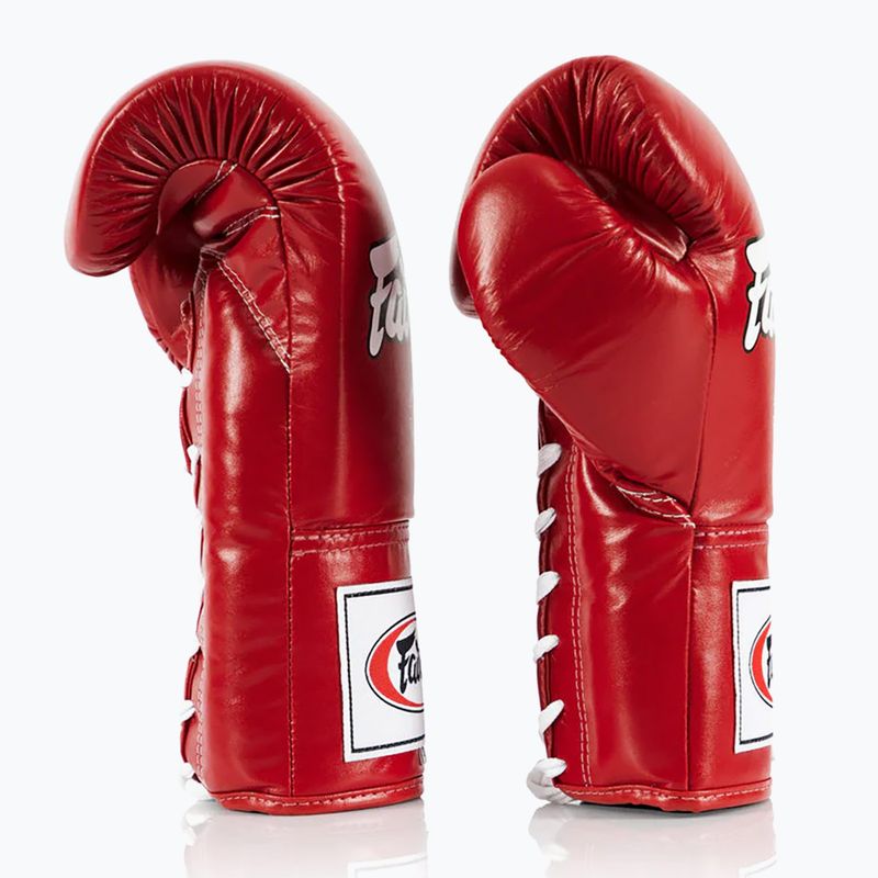 Fairtex Pro Competition Боксови ръкавици със заключен палец Кожа червена 3
