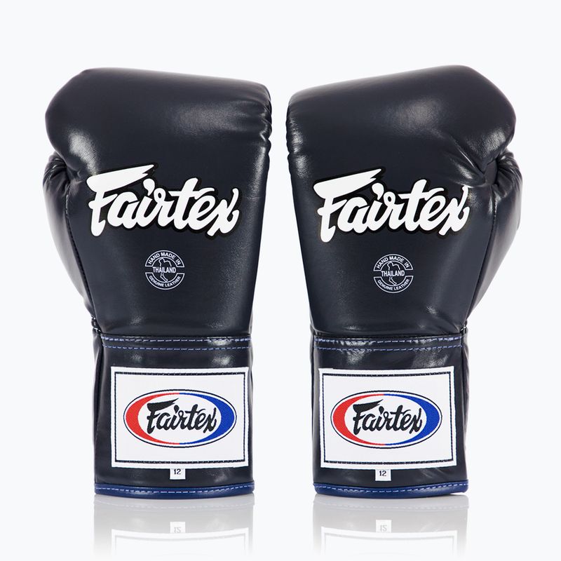 Боксови ръкавици Fairtex Pro Competition Locked Thumb leather blue