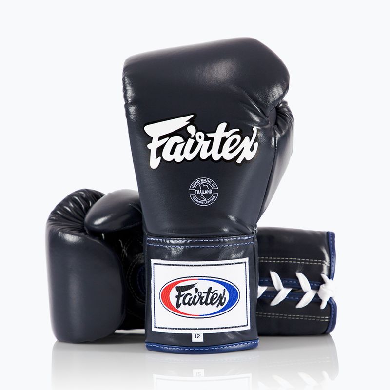 Боксови ръкавици Fairtex Pro Competition Locked Thumb leather blue 4