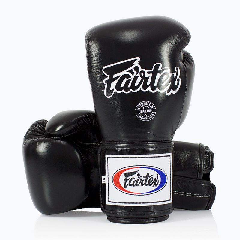 Боксови ръкавици Fairtex Super Sparring - с блокиран палец, черни 4
