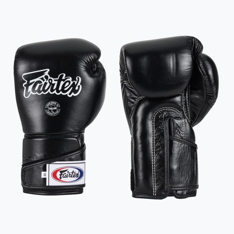 Fairtex Стилни ъглови боксови ръкавици за спаринг - заключен палец черни