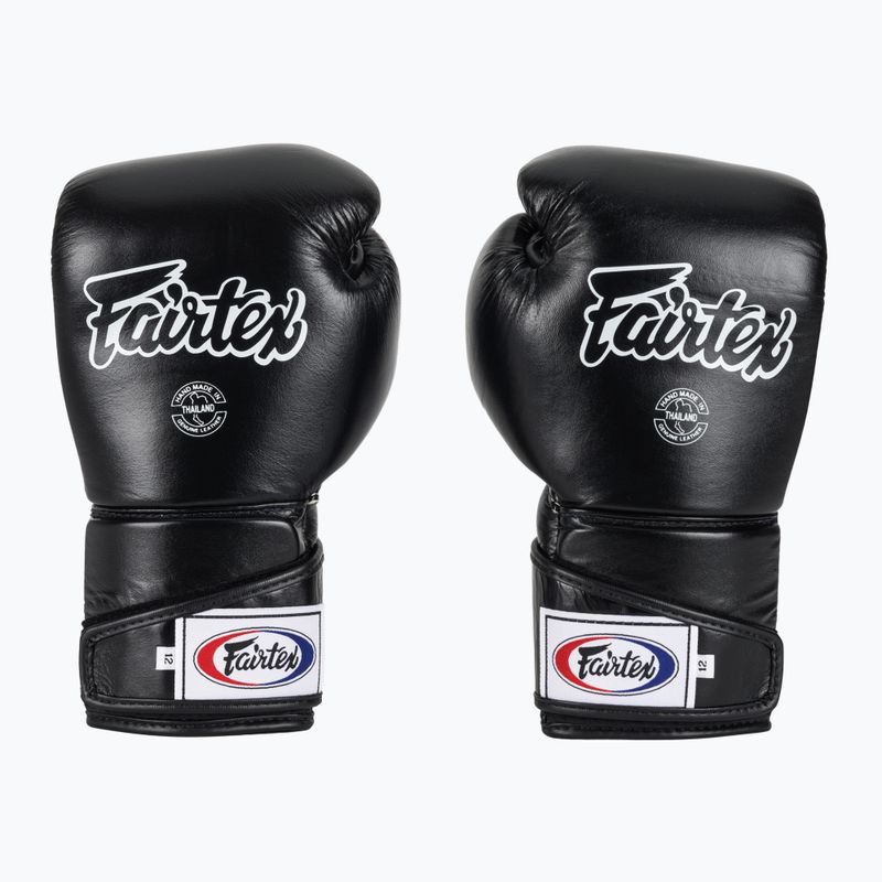 Fairtex Стилни ъглови боксови ръкавици за спаринг - заключен палец черни 2