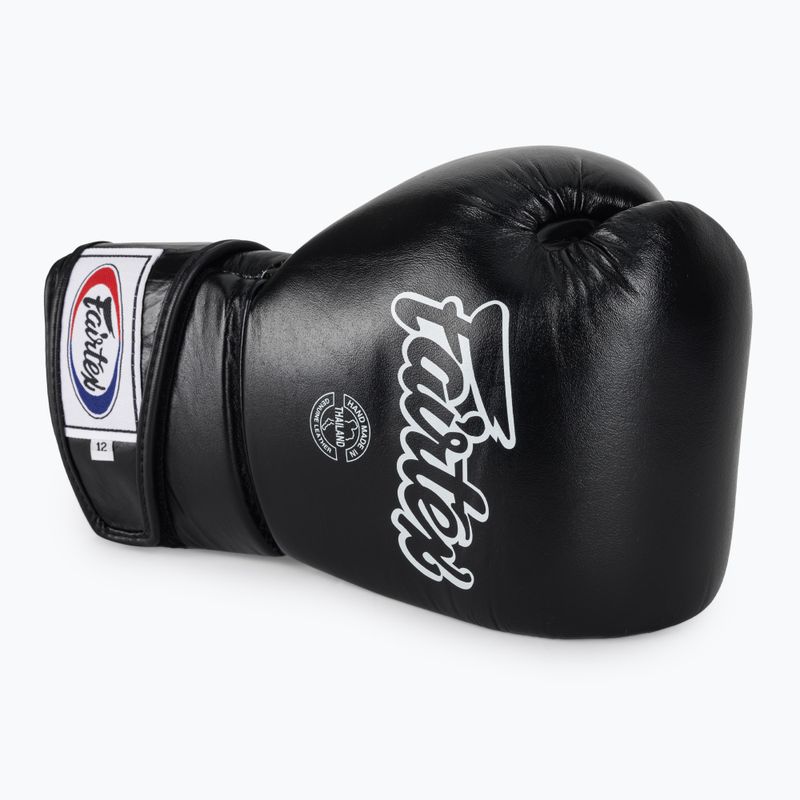 Fairtex Стилни ъглови боксови ръкавици за спаринг - заключен палец черни 5