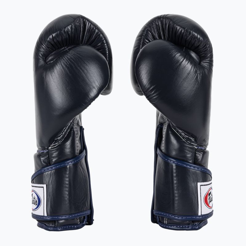 Fairtex Стилни ъглови боксови ръкавици за спаринг - заключен палец, сини 4