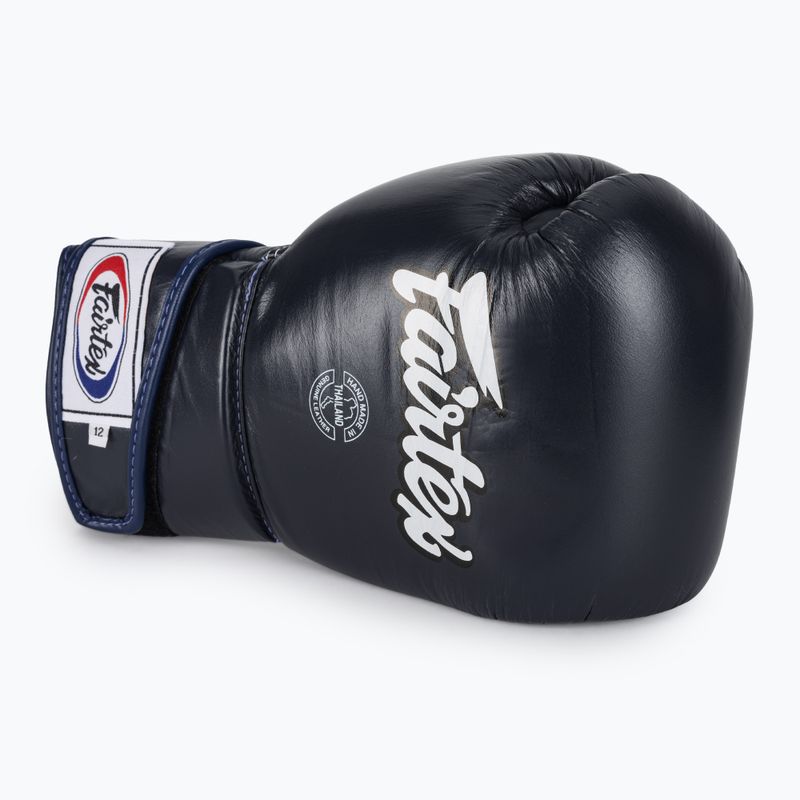 Fairtex Стилни ъглови боксови ръкавици за спаринг - заключен палец, сини 5