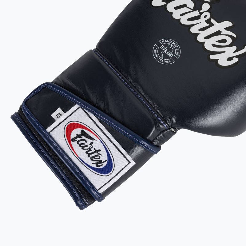 Fairtex Стилни ъглови боксови ръкавици за спаринг - заключен палец, сини 6