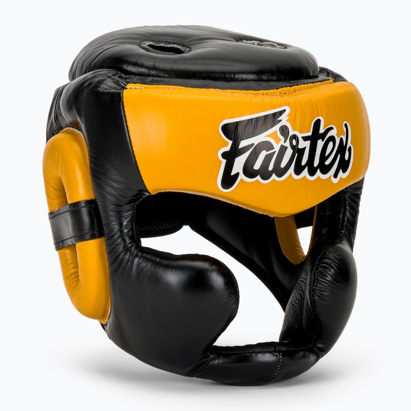 Боксова каска Fairtex Diagonal Vision Sparring - Full Head Coverage black/yellow