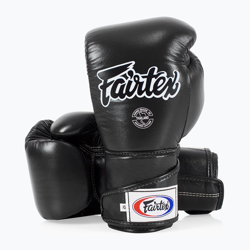 Fairtex Стилни ъглови боксови ръкавици за спаринг - заключен палец черни 4
