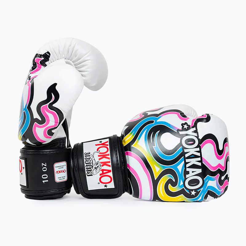 Мъжки боксови ръкавици YOKKAO Flames white 3
