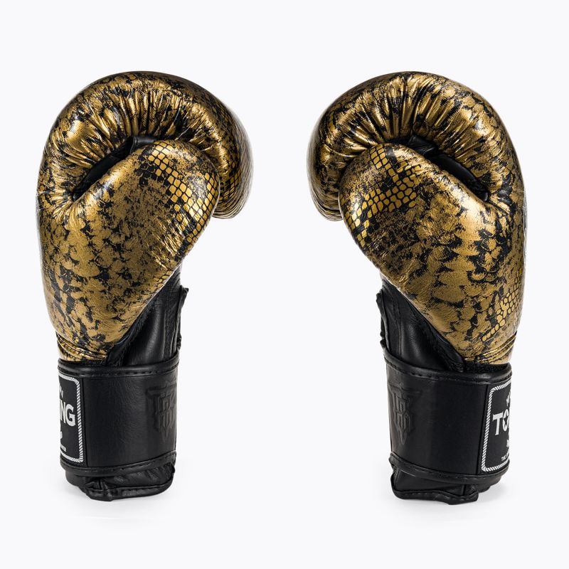 Top King Muay Thai Super Star Air Snake черни/златни боксови ръкавици 3