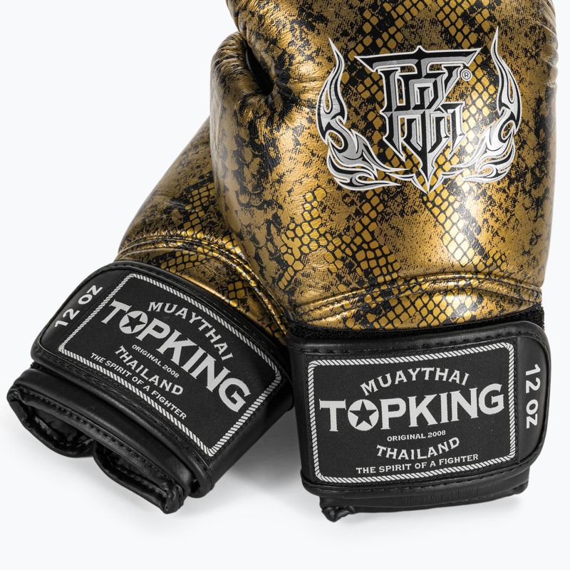 Top King Muay Thai Super Star Air Snake черни/златни боксови ръкавици 4