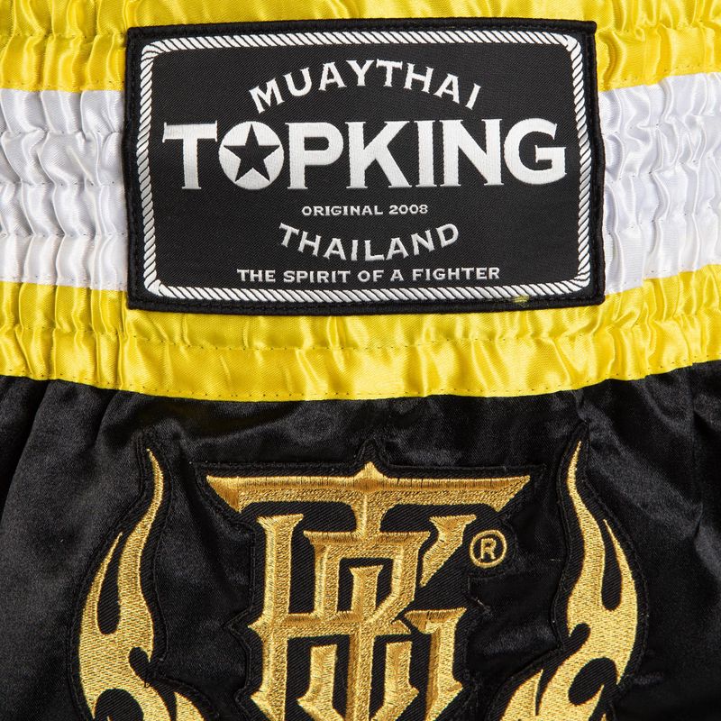 Шорти за тренировка Top King Thai Boxing black/gold/white 3