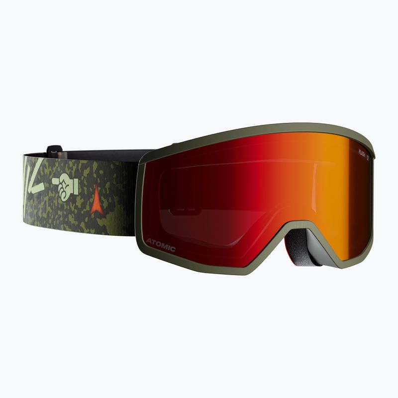 Детска скиорска маска Atomic Four Jr Flash graphic/olive/red flash