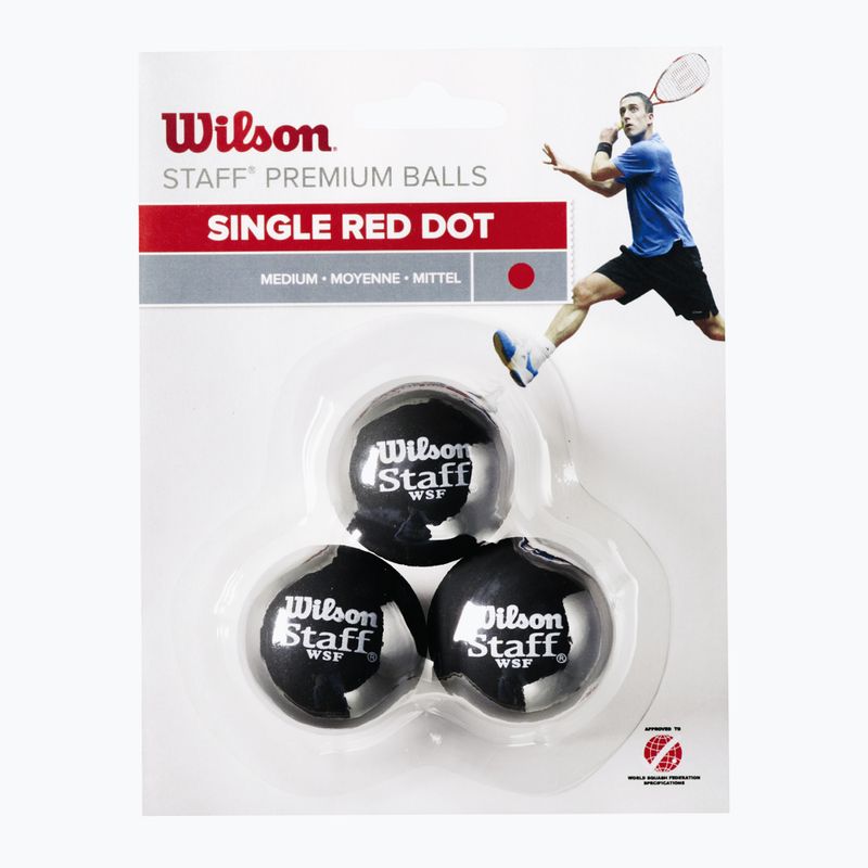 Топки за скуош Wilson Staff Ball Red Dot 3 бр. черни. 2