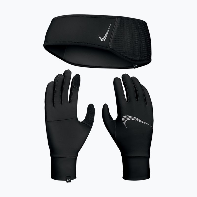 Дамски комплект лента + ръкавици Nike Essential Running black/ black/silver 9